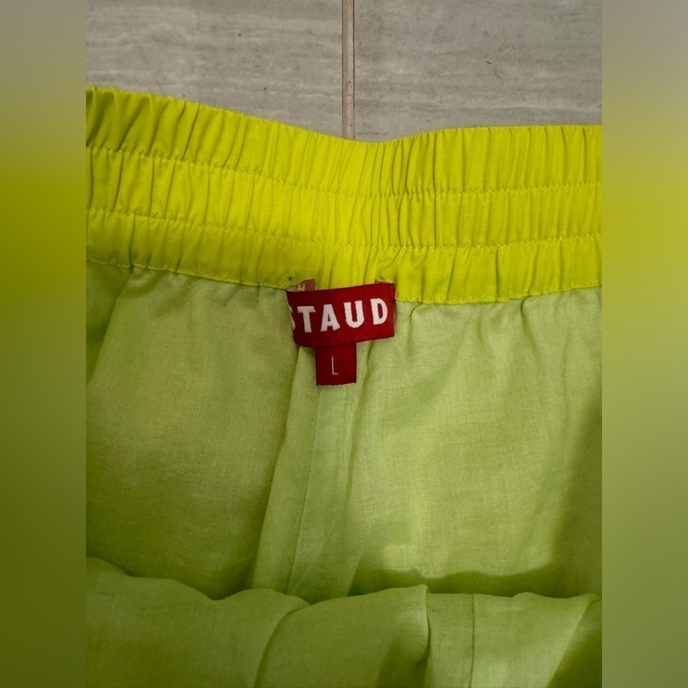Staud- Lime Elastic Waist Jeter Short and Matching Gigi Strapless Crop Top Set - Picture 4 of 9
